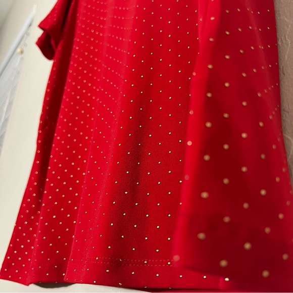 Michael Kors Red Flutter Sleeve Top w/ Gold Embellishment - Picture 5 of 6